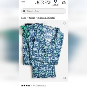 J. Crew  Feline Forest Pajama Set